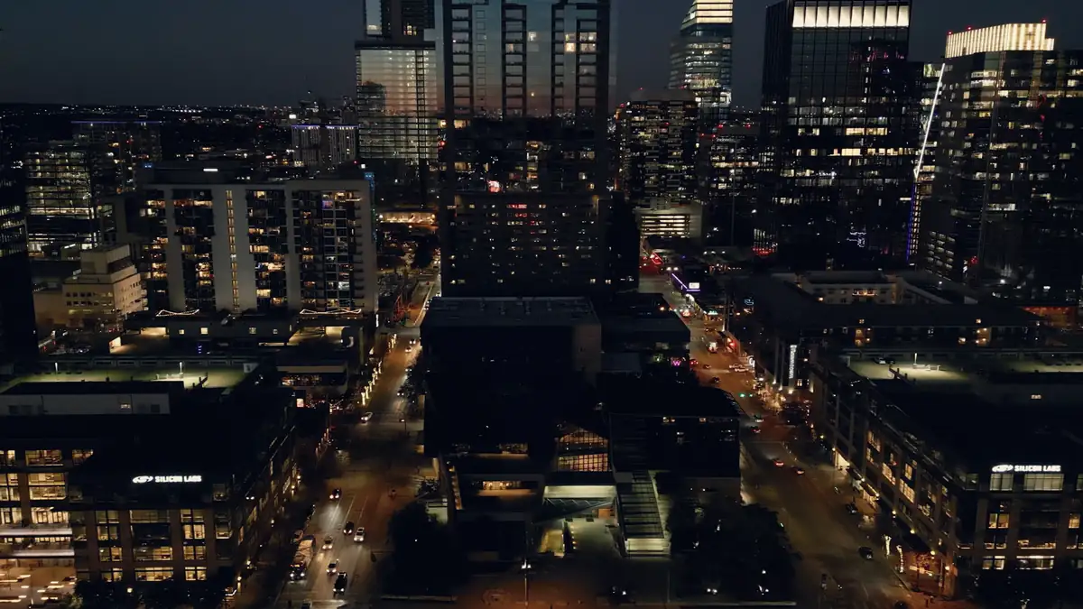 A city at night seen from above